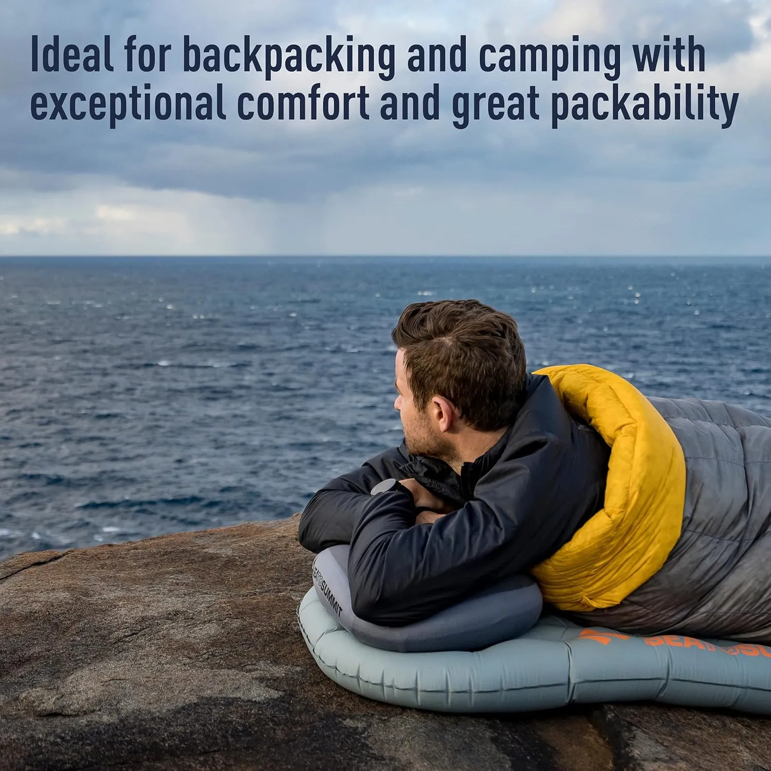 Sea to Summit Aeros Premium Inflatable Travel Pillow, Deluxe (22 x 14), Navy Blue