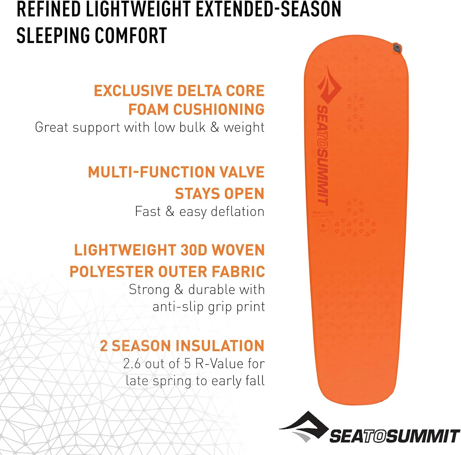 Sea to Summit Ultralight Self-Inflating Foam Sleeping Pad for Backpacking and Camping, Small (67 x 20 x 1 inches)