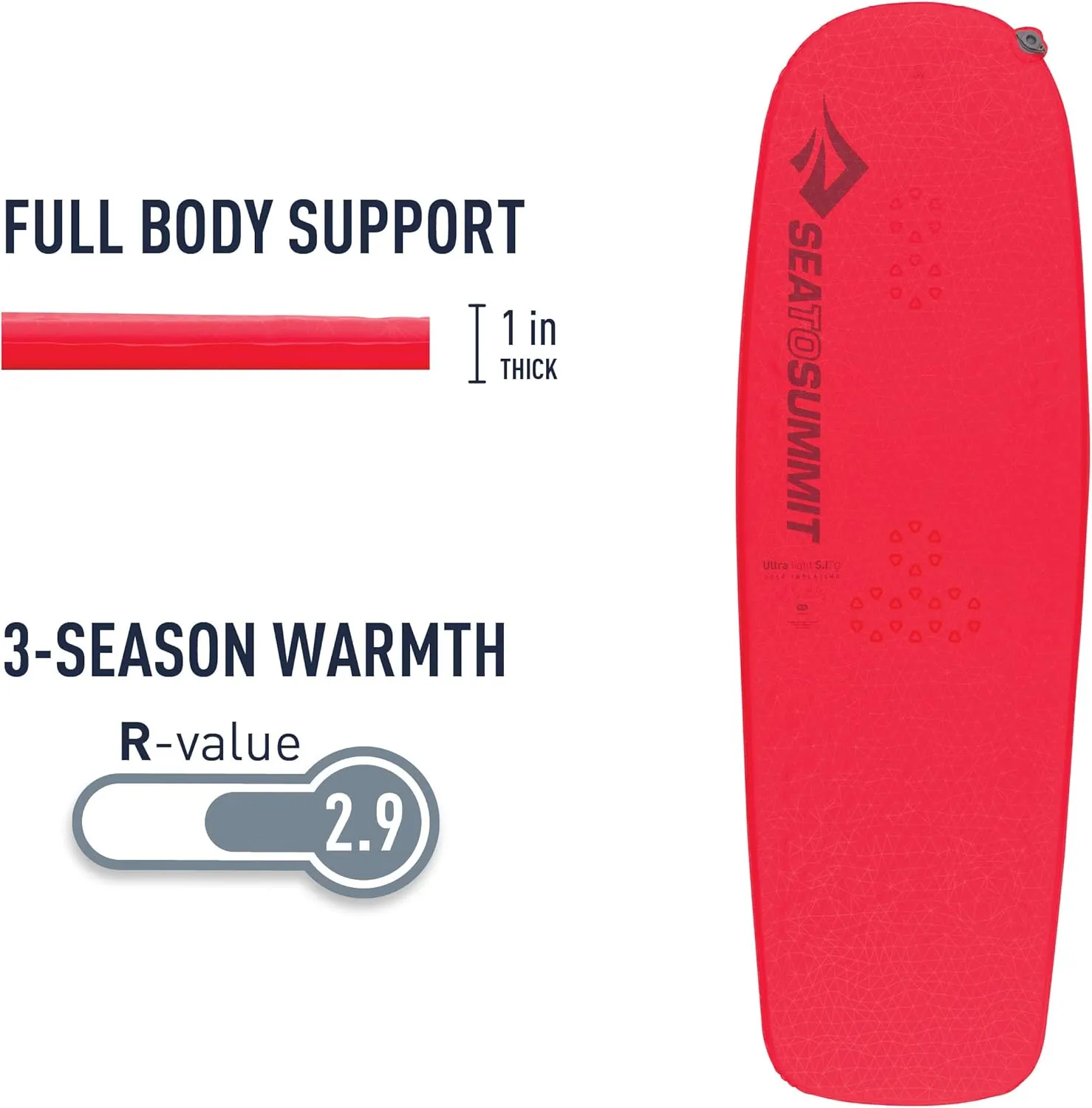 Sea to Summit Ultralight Self-Inflating Foam Sleeping Pad for Backpacking and Camping, Women's Regular (67 x 21 x 1 inches)