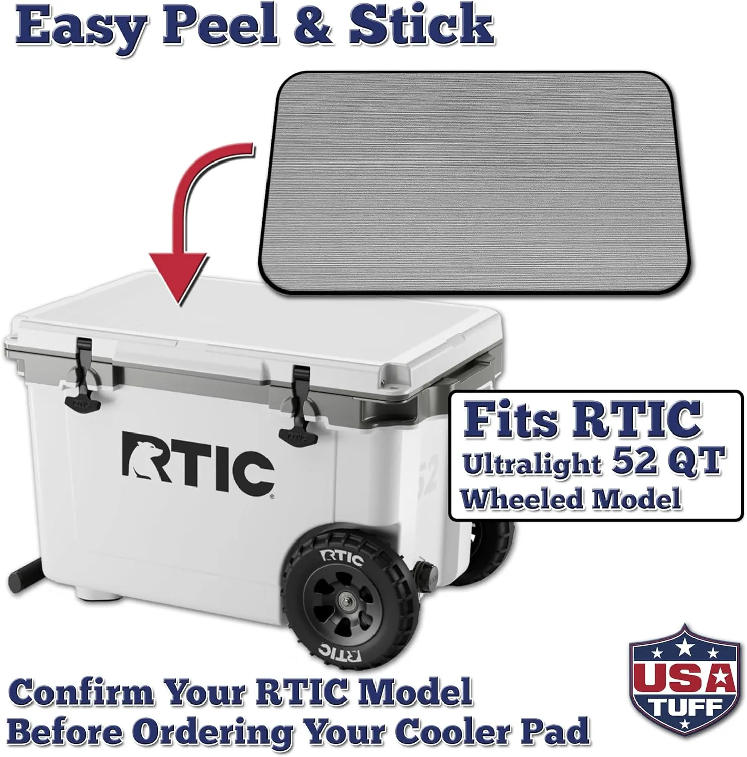 SeaDek EVA Mat Cooler Pad fits RTIC | Peel & Stick Application | Non Slip Comfort Accessories - Blank Design (StormGray-Black)
