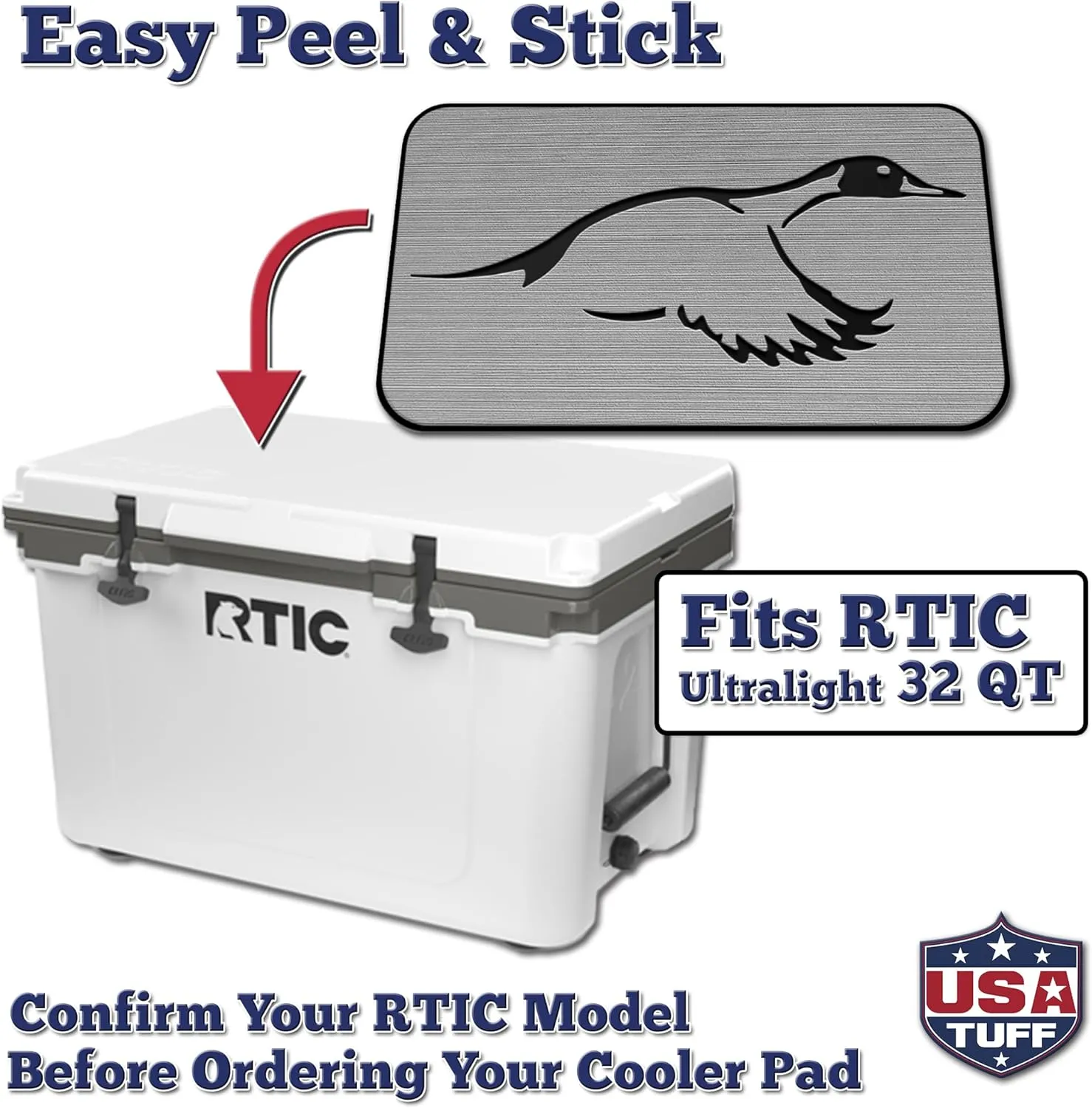 SeaDek EVA Mat Cooler Pad fits RTIC | Peel & Stick Application | Non Slip Comfort Accessories - Duck Solo Hunting Design (StormGray-Black)