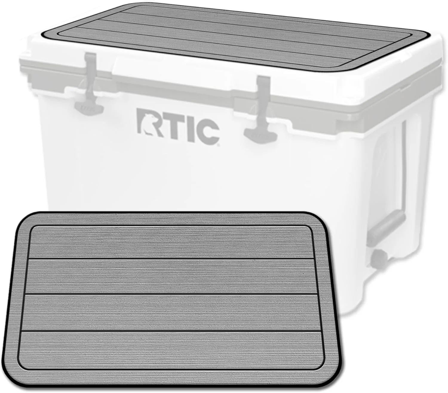 SeaDek EVA Mat Cooler Pad fits RTIC | Peel & Stick Application | Non Slip Comfort Accessories - Teak Lines (StormGray-Black)