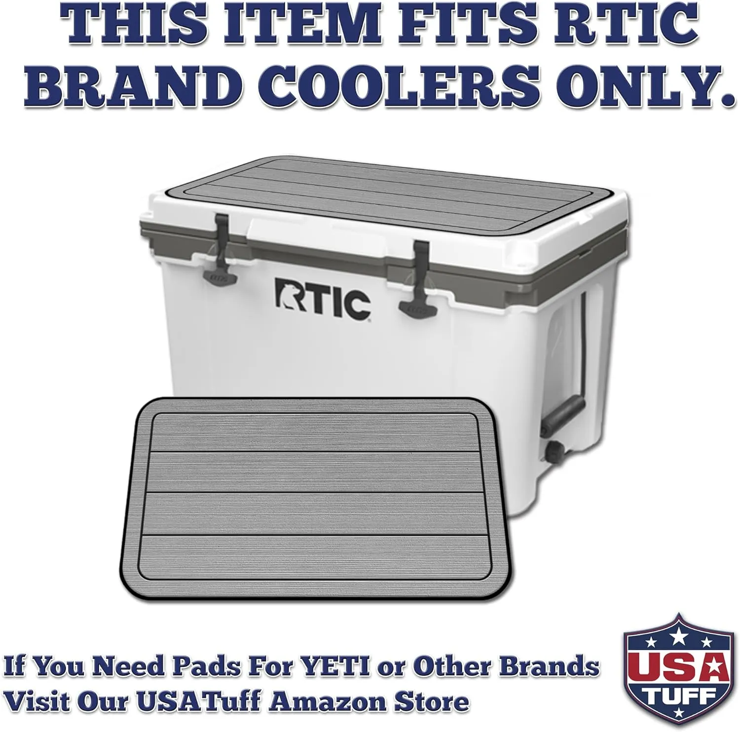 SeaDek EVA Mat Cooler Pad fits RTIC | Peel & Stick Application | Non Slip Comfort Accessories - Teak Lines (StormGray-Black)