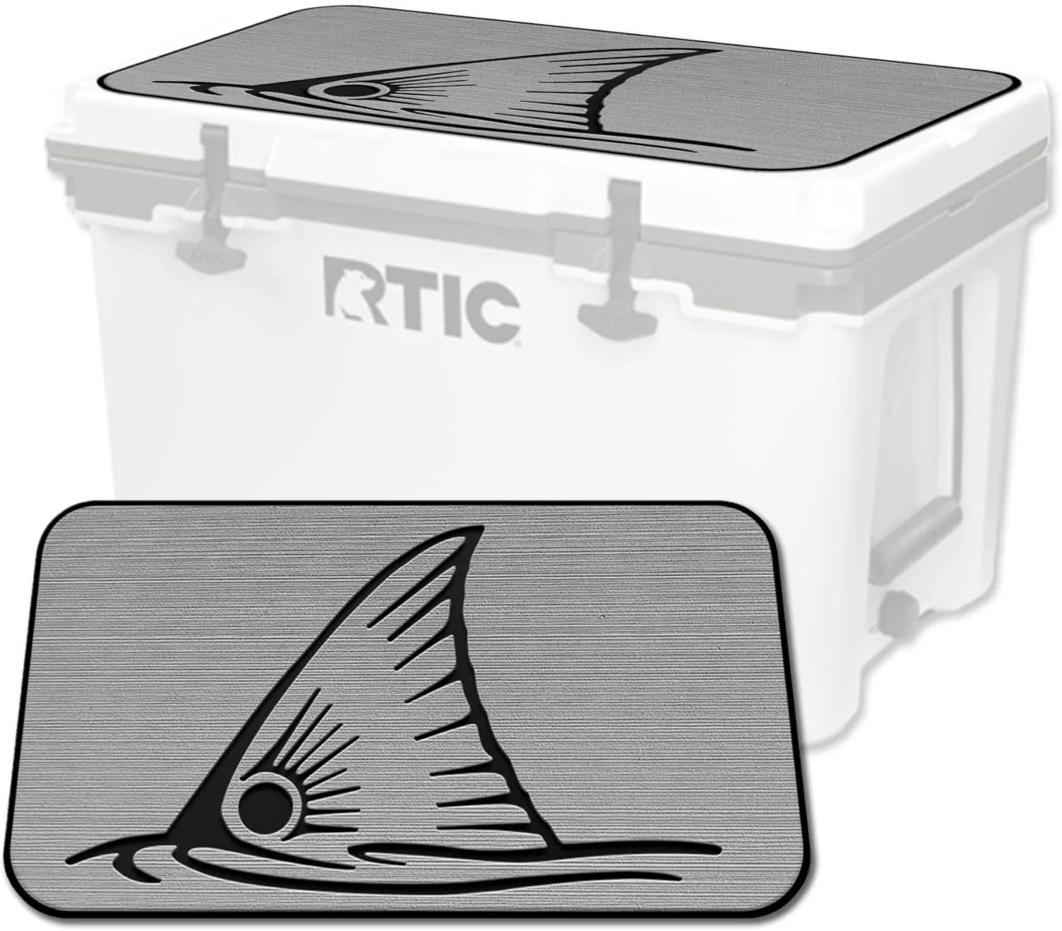 SeaDek EVA Mat Cooler Pad fits RTIC | Peel & Stick Application | Non Slip Comfort Accessories - Top Fin Redfish Design (StormGray-Black)