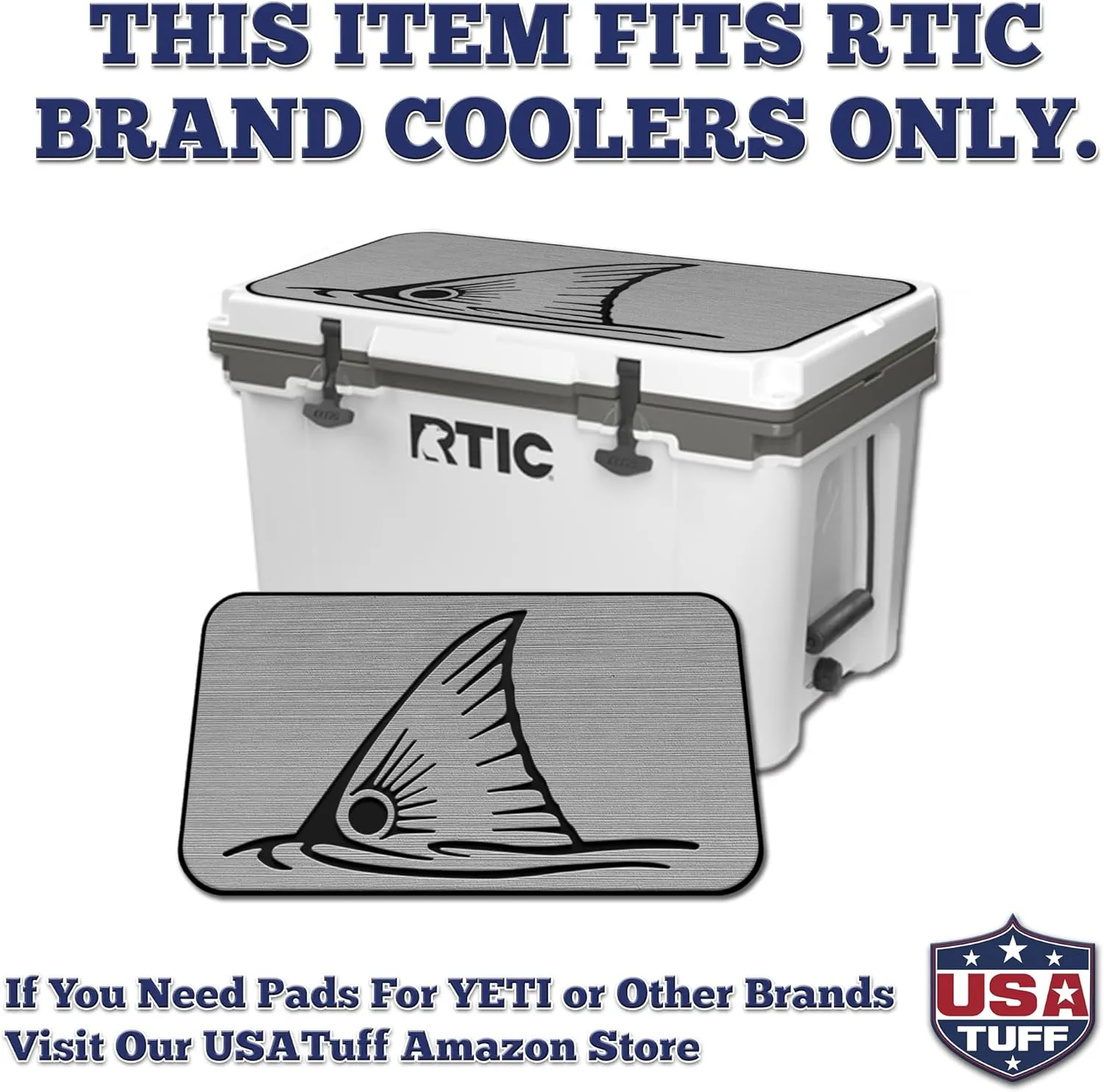 SeaDek EVA Mat Cooler Pad fits RTIC | Peel & Stick Application | Non Slip Comfort Accessories - Top Fin Redfish Design (StormGray-Black)