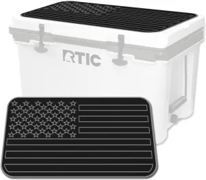 SeaDek EVA Mat Cooler Pad fits RTIC | Peel & Stick Application | Non Slip Comfort Accessories - US Flag Design (Black-StormGray)