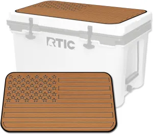 SeaDek EVA Mat Cooler Pad fits RTIC | Peel & Stick Application | Non Slip Comfort Accessories - US Flag Design (Mocha-Black)