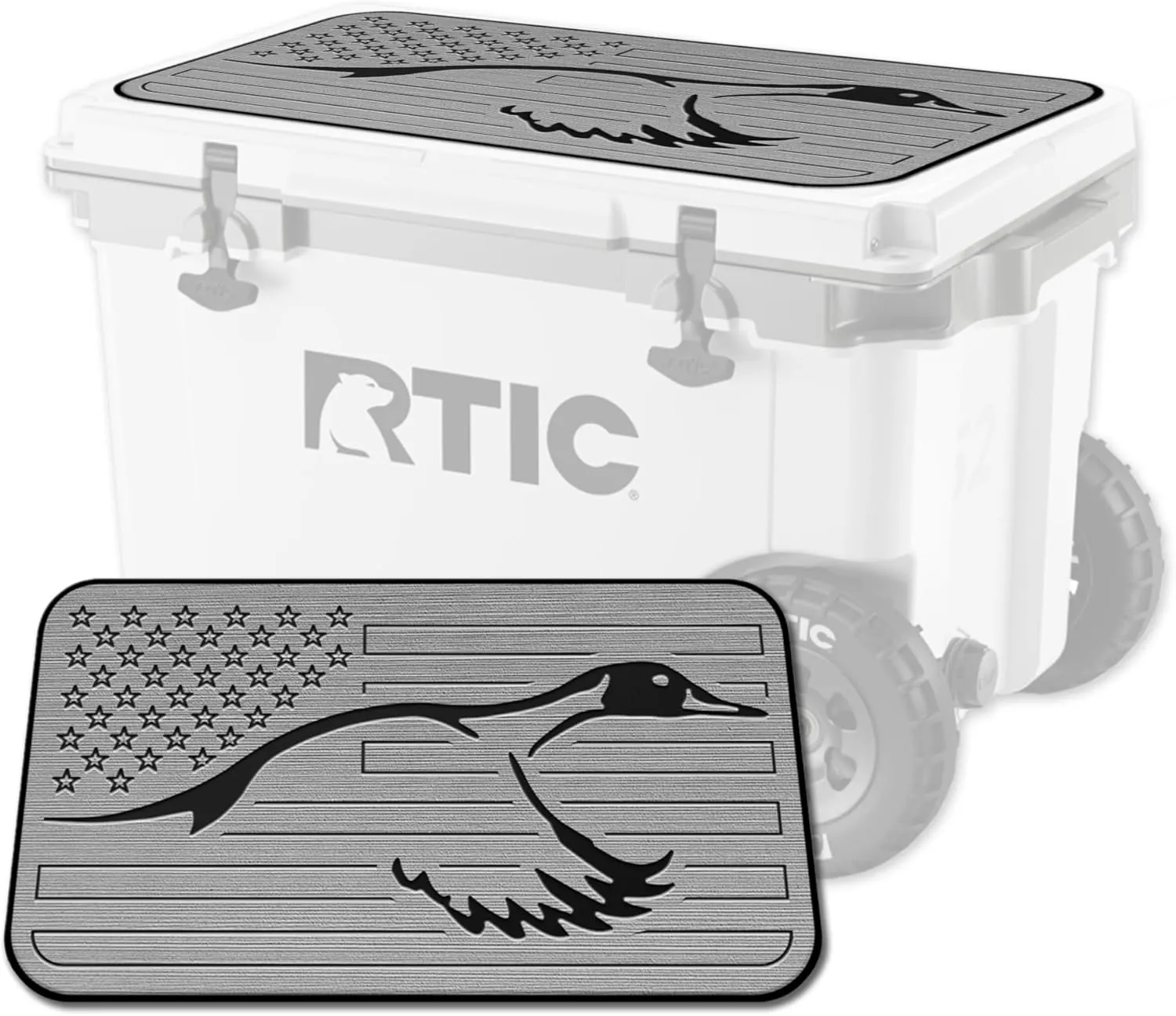SeaDek EVA Mat Cooler Pad fits RTIC | Peel & Stick Application | Non Slip Comfort Accessories - US Flag Duck Outdoorsman Hunt Design (SG-B)