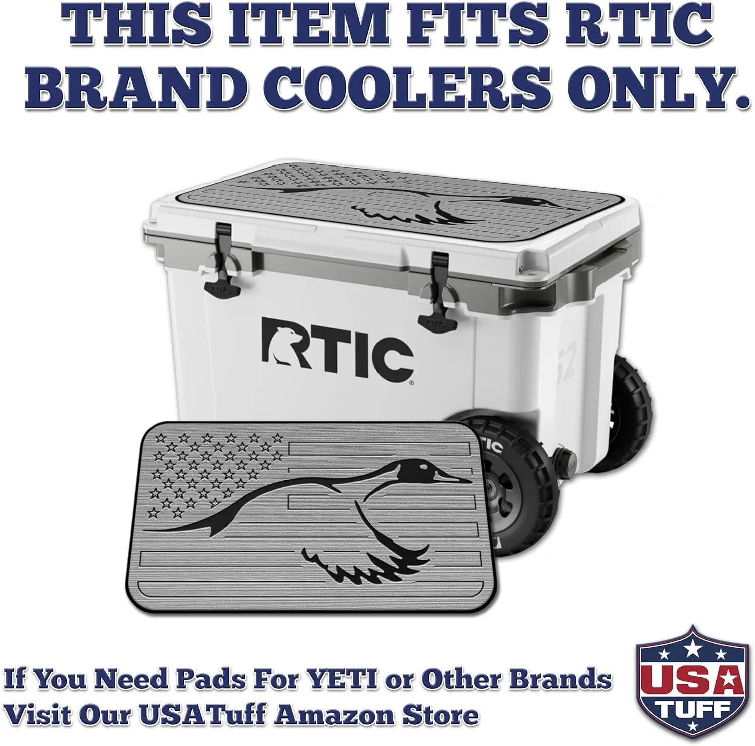 SeaDek EVA Mat Cooler Pad fits RTIC | Peel & Stick Application | Non Slip Comfort Accessories - US Flag Duck Outdoorsman Hunt Design (SG-B)