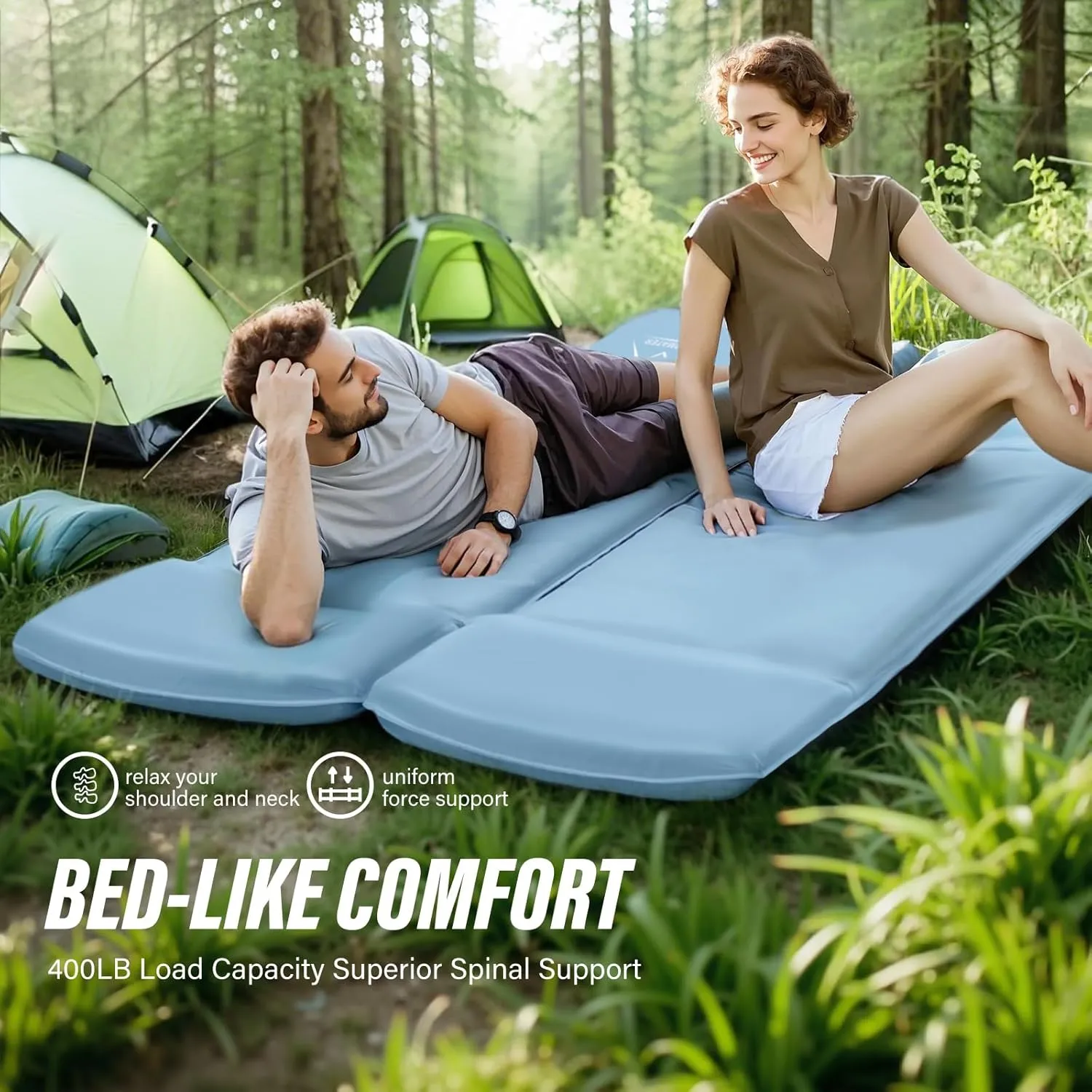 Self Inflatable Sleeping Pad, 3.1" Ultra-Thick Memory Foam Camping Pad，Fast Inflate & Deflate with Air Pump，Insulated Camping Mattress Pad for Travel, Camping, Backpacking and Hiking, All Season Use