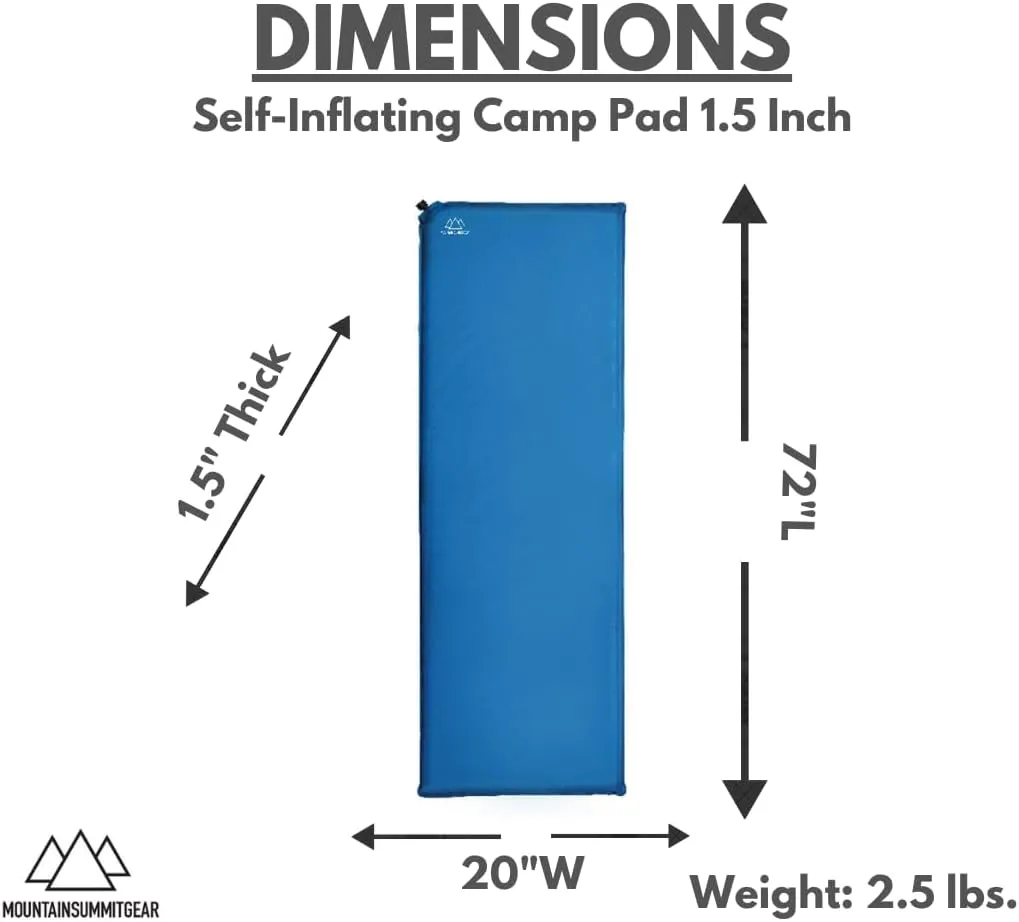 Self-Inflating Camp Pad - 1.5 Inches Thick (Air Mattress Camping Accessory Made by Caddis Sports)
