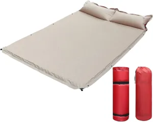 Self Inflating Camping Mat, Elastic Sponge Double Sleeping Pad with Pillow Roll Mat Pads Tents Mats for Backpacking, Camping, Travel, Beach, Yard