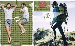 self Inflating Double Camping mat ，Ultralight Sleeping Mat for Camping，Lightweight, Inflatable & Compact Camping Air Mattress
