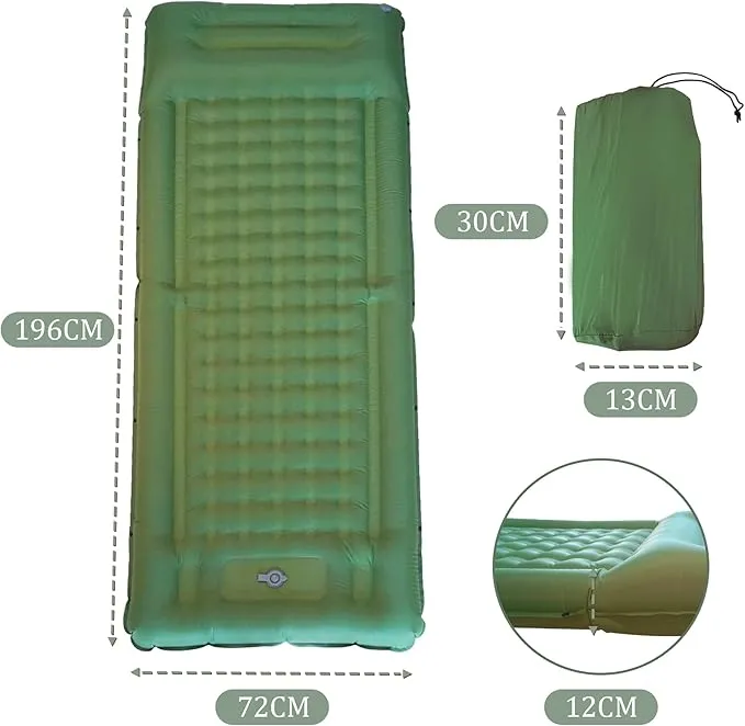 Self Inflating Sleeping Pad for Camping, 77"x 28"x 5" Extra Thick Ultralight Sleeping Mat with Built-in Pump, Air Mattresses for Camping Backpacking Hiking Tent(Green)