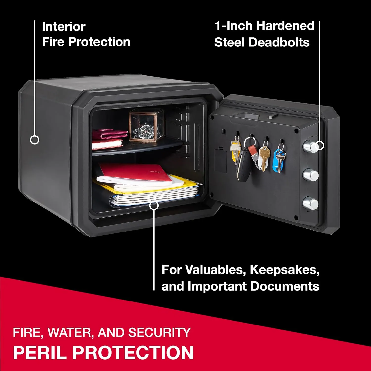 SentrySafe Fireproof and Waterproof Shelf Safe, Large Home or Office Safe with Dial Combination Lock and Override Key, 0.81 Cubic Feet, FPW082KSB