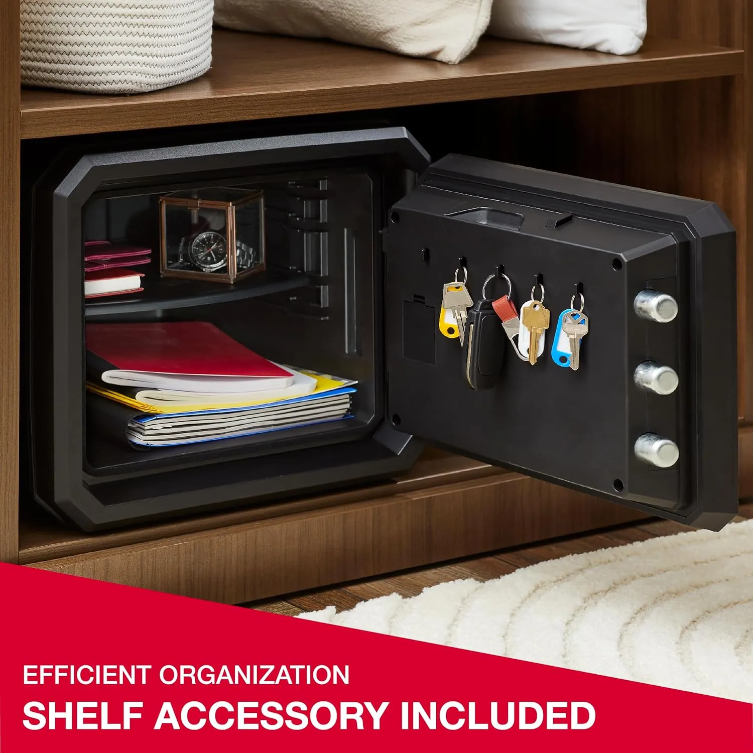 SentrySafe Fireproof and Waterproof Shelf Safe, Large Home or Office Safe with Dial Combination Lock and Override Key, 0.81 Cubic Feet, FPW082KSB