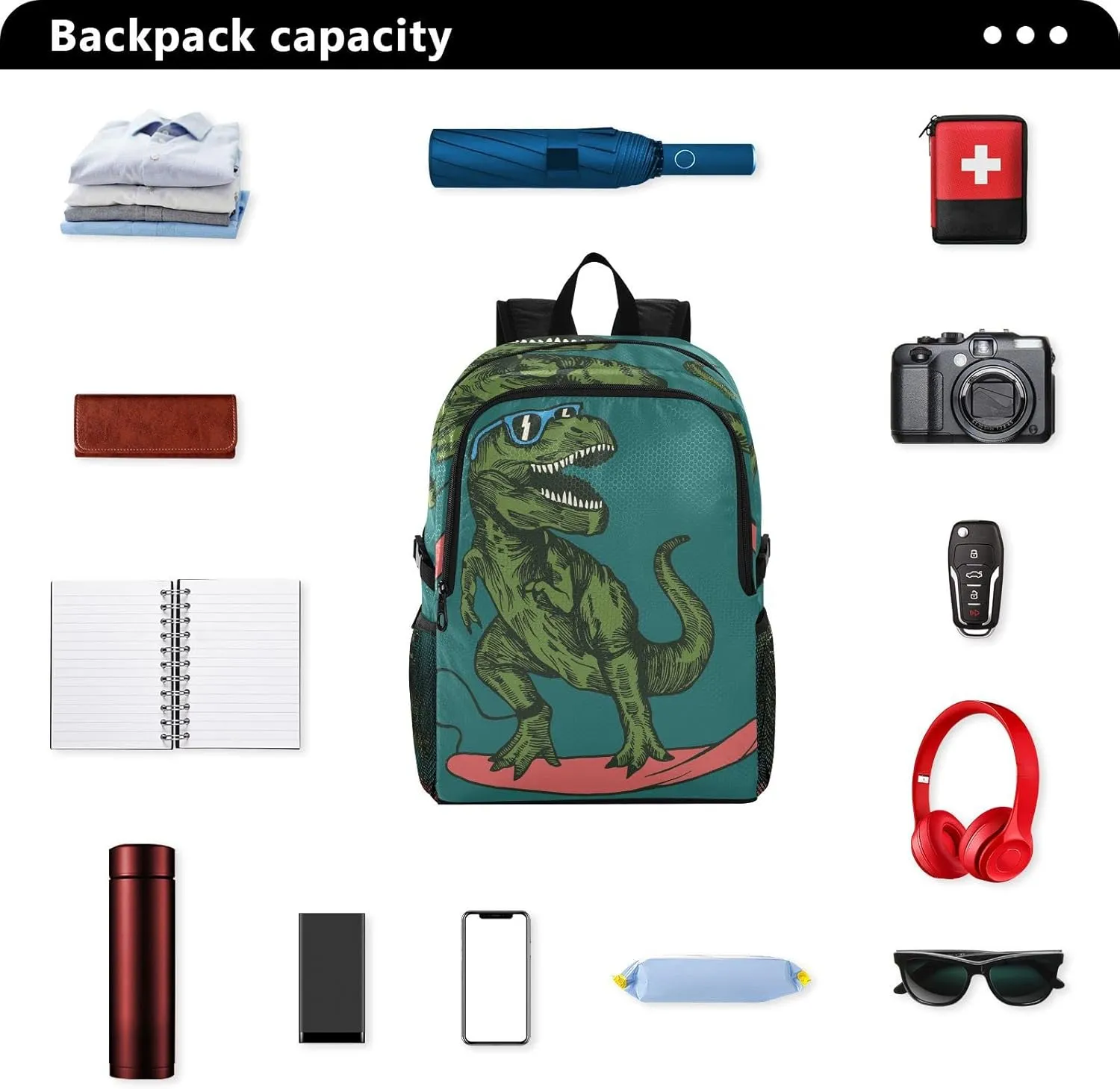senya Lightweight Packable Backpack Travel Hiking Daypack Foldable Backpack Skateboard Dinosaur for Men Women