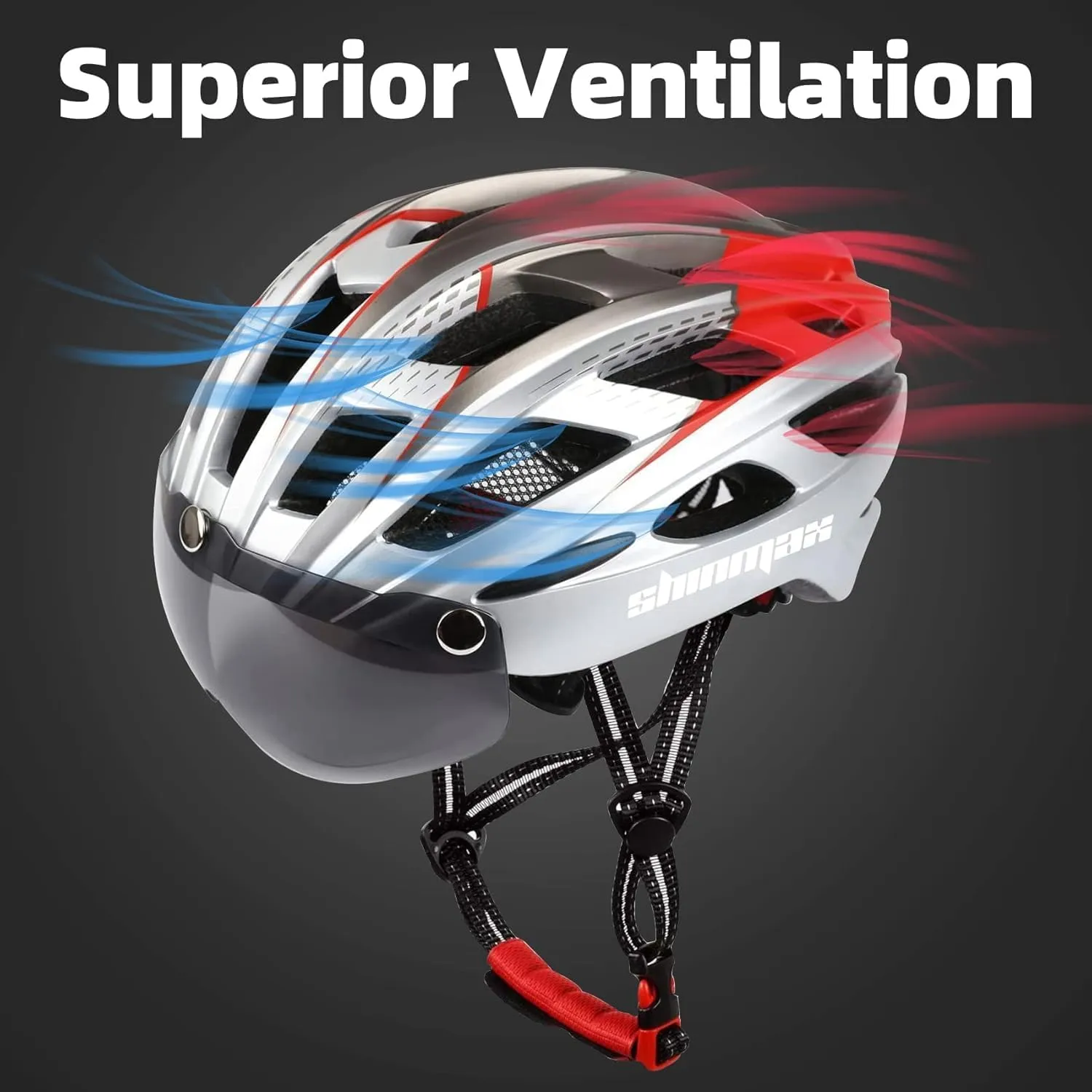 Shinmax Bike Helmet, CPSC/CPC Bike Helmet for Adult Men Women with Magnetic Goggles&Led Back Light Cycling Helmet Adjustable SM-T69