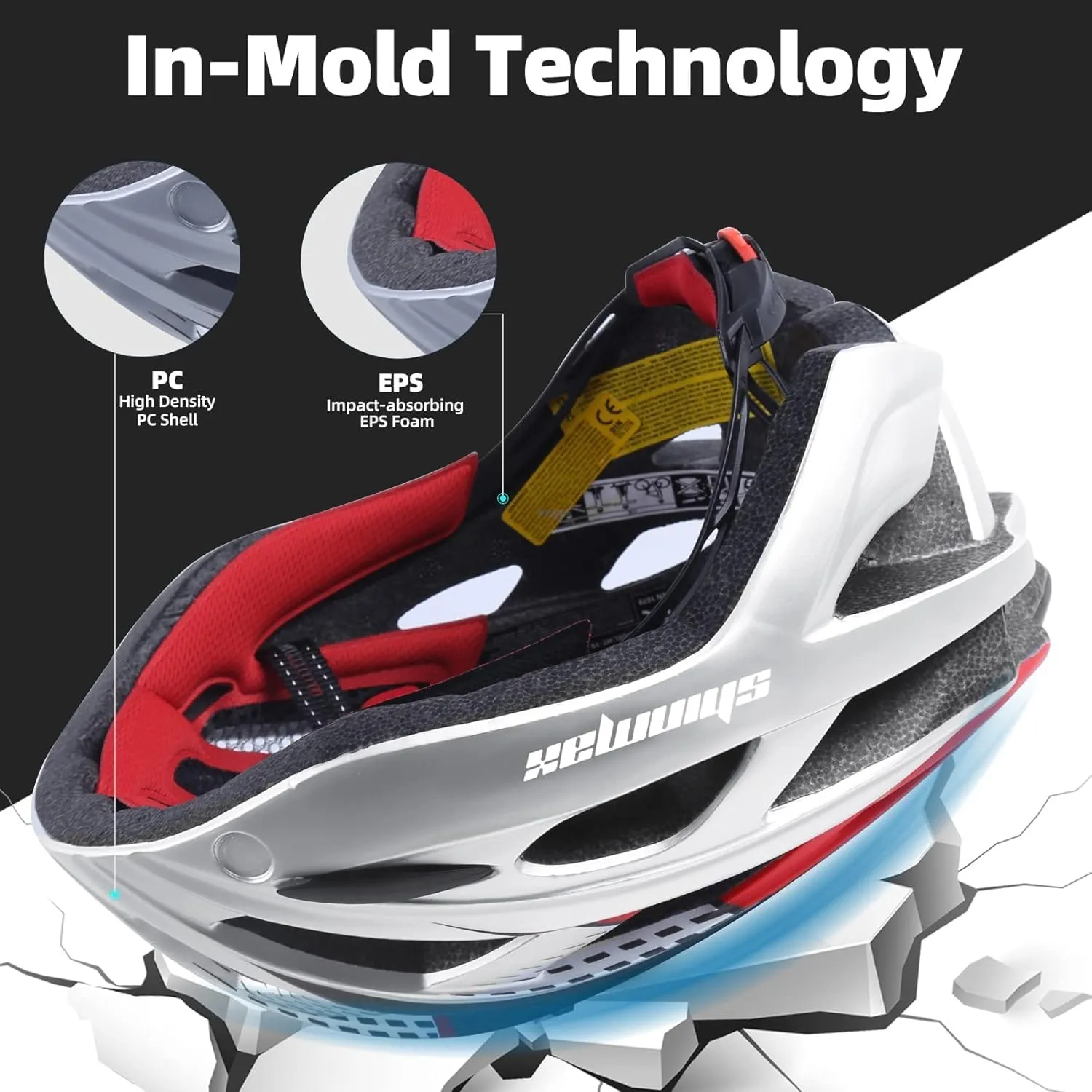 Shinmax Bike Helmet, CPSC/CPC Bike Helmet for Adult Men Women with Magnetic Goggles&Led Back Light Cycling Helmet Adjustable SM-T69