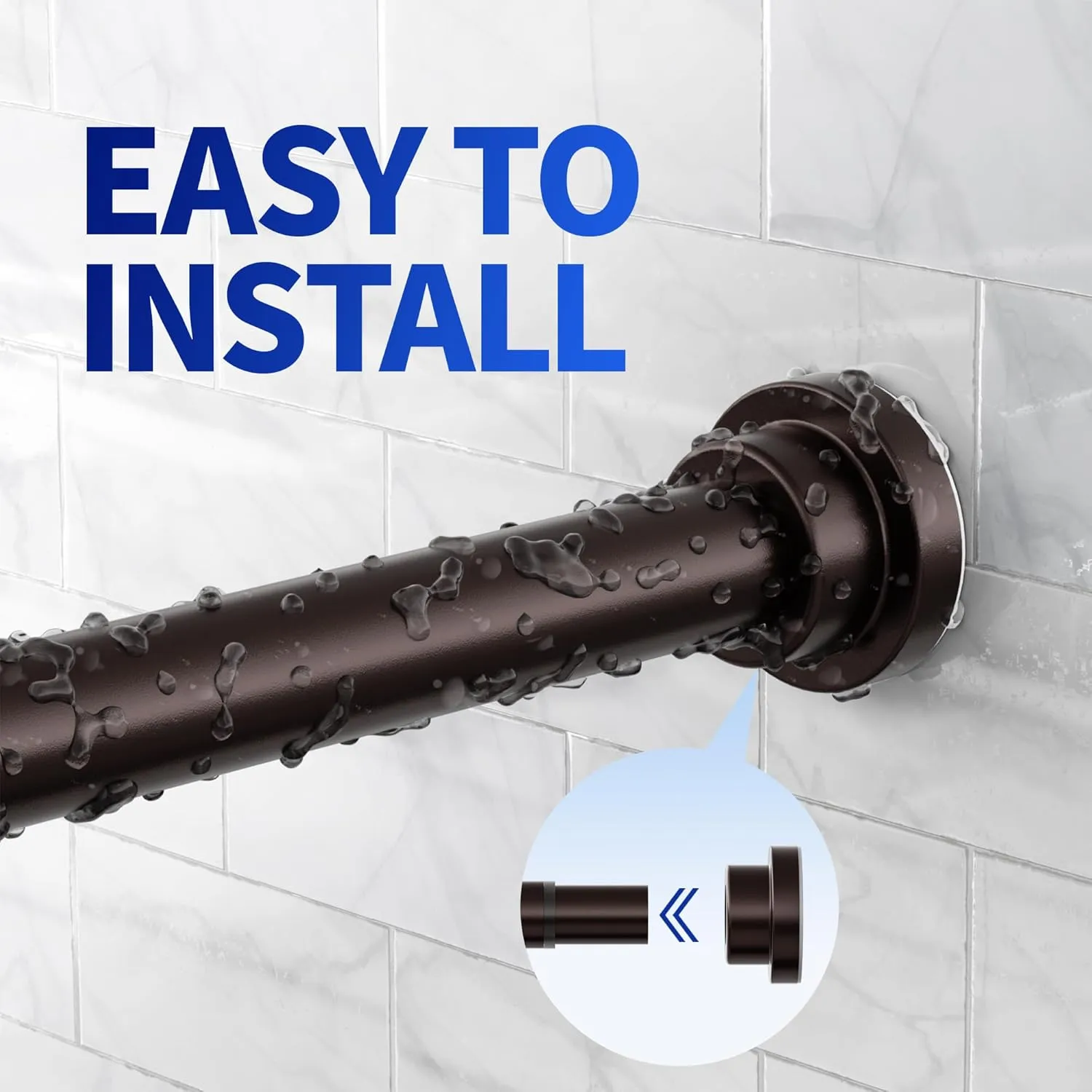 Shower Curtain Rod, 1" Diameter Heavy Duty Tension Shower Rod, Non Slip Adjustable 28-102 inch No Drilling Shower Curtain Rods Spring Tension For Bathroom, Shower Stall, No Rust, Bronze