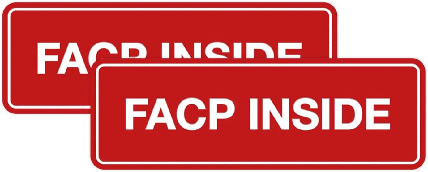 Signs ByLITA Standard FACP Inside Sign | Fire Safety Signage (Red) - Large 2 Pack