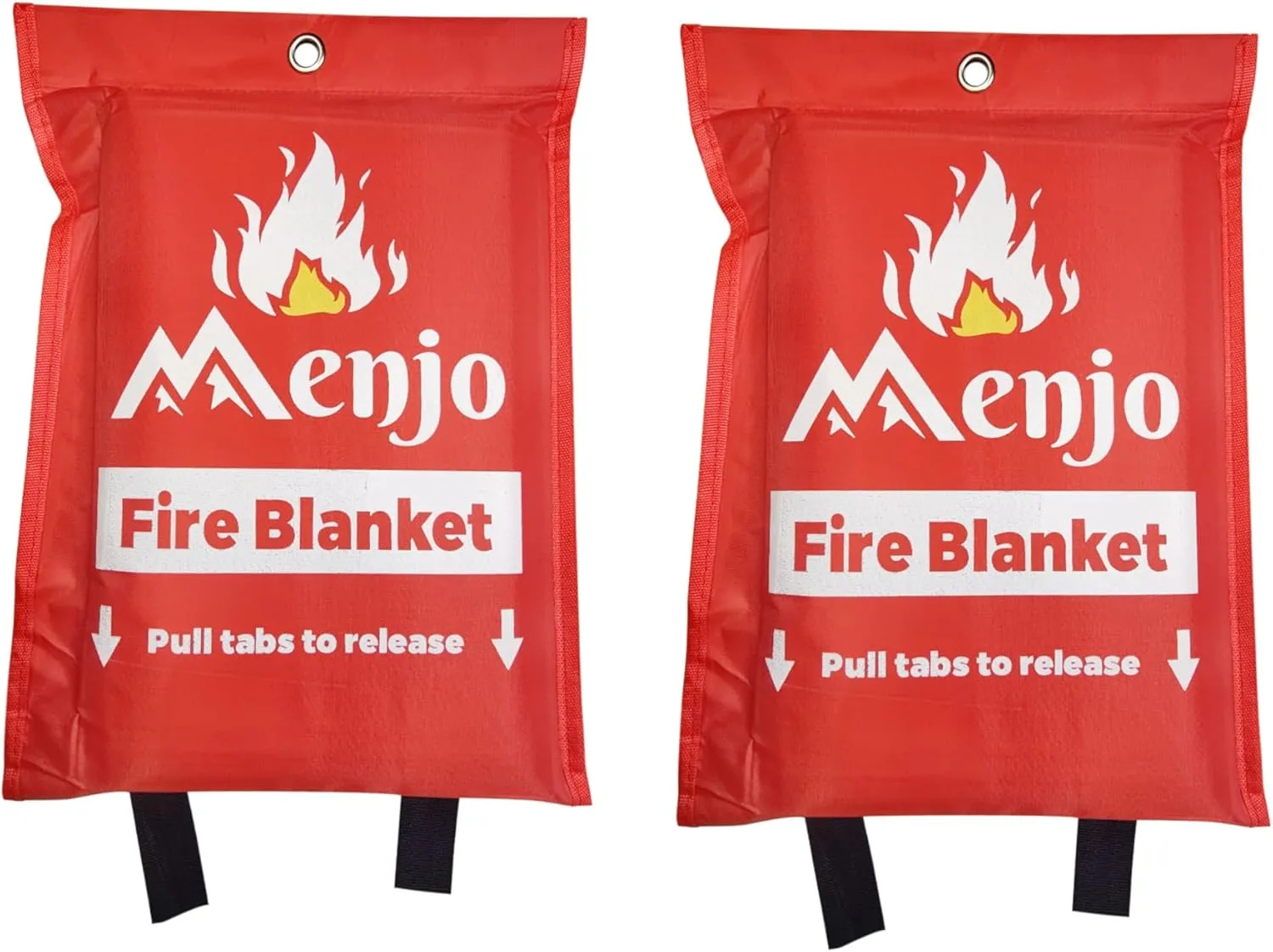 Silicone Coated Home Emergency Fire Blanket - Menjo 2-pack - Emergency Fire Blanket for Home and Kitchen Safety. BBQ, and Camping Fire Suppression Blanket. Flame Retardant 40 * 40in Blanket