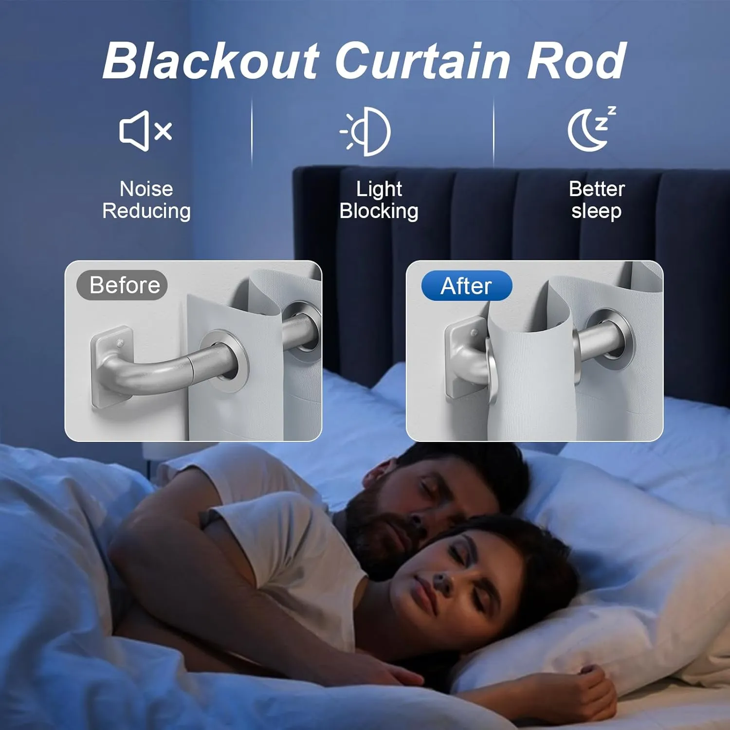 Silver Wrap Around Curtain Rod Telescoping with Brackets,1 Inch Diameter Adjustable Blackout Curtain Rods for Windows 48 to 78 Inch