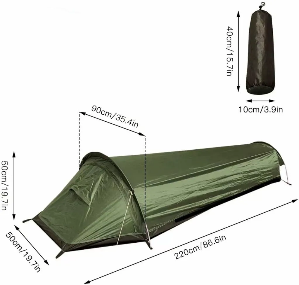 Single Person Bivy Tent 1 Man Tent for Camping Hiking Backpacking Outdoor Survival Gear - Easy Set Up