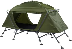 Single Person Camping Tent Cot,Multifunctional Folding Camping Cots for Adults, Elevated Tent with Sleeping Bag, Thick Air Mattress Pad, Portable Single Sleeping Cot Camping Bed