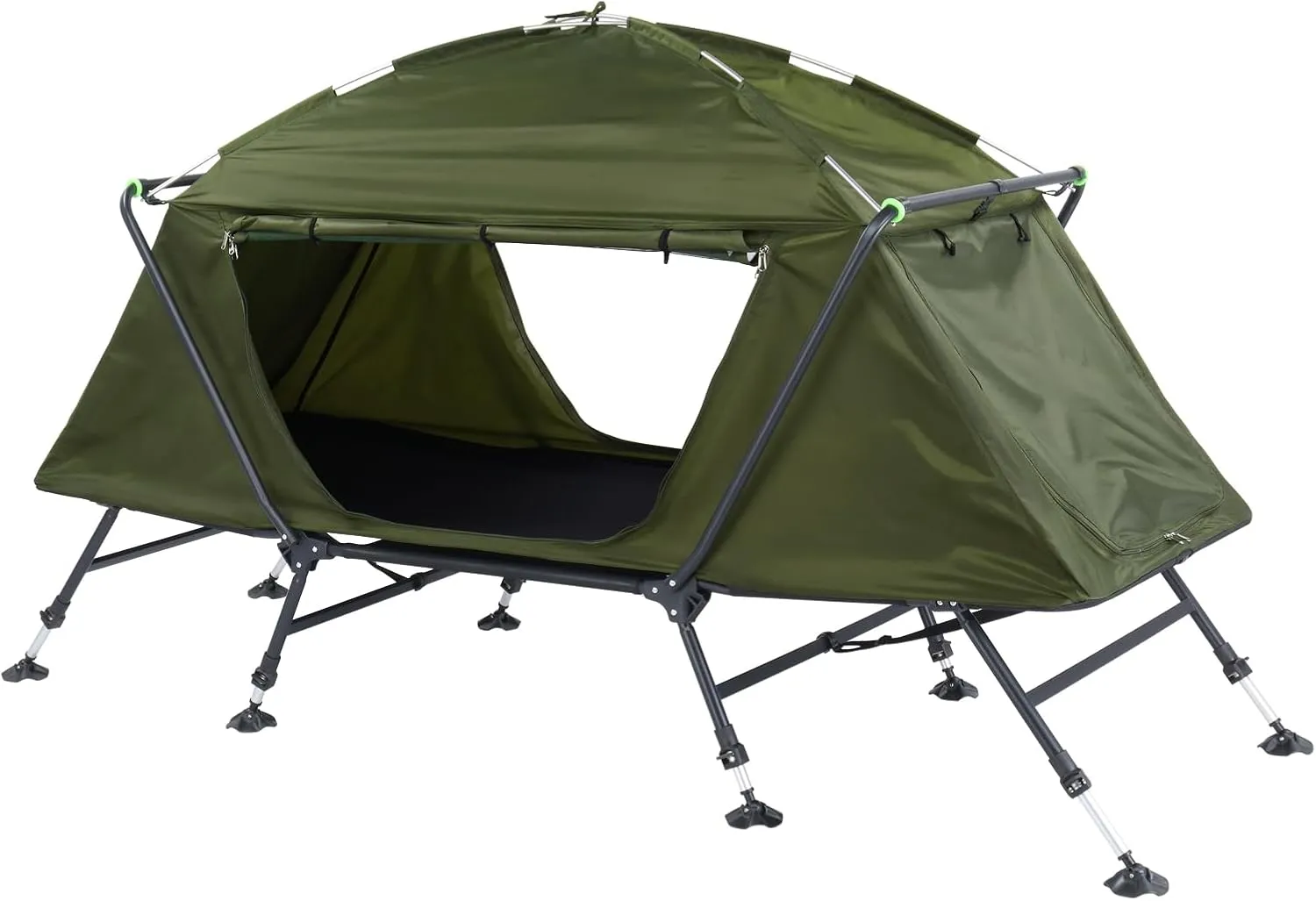 Single Person Camping Tent Cot,Multifunctional Folding Camping Cots for Adults, Elevated Tent with Sleeping Bag, Thick Air Mattress Pad, Portable Single Sleeping Cot Camping Bed