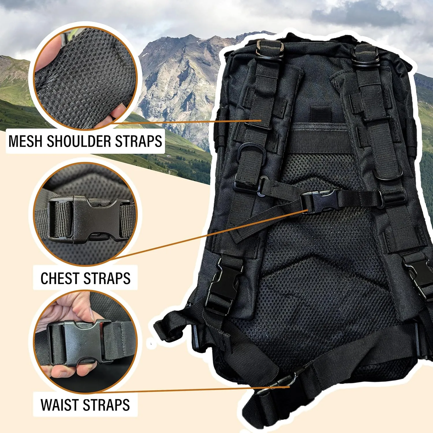Sirius Tactical Backpack - 30L Capacity - Heavy Duty 900D Polyester - Hunting, Hiking or Camping Backpack – Military Backpack (Digital Camo)
