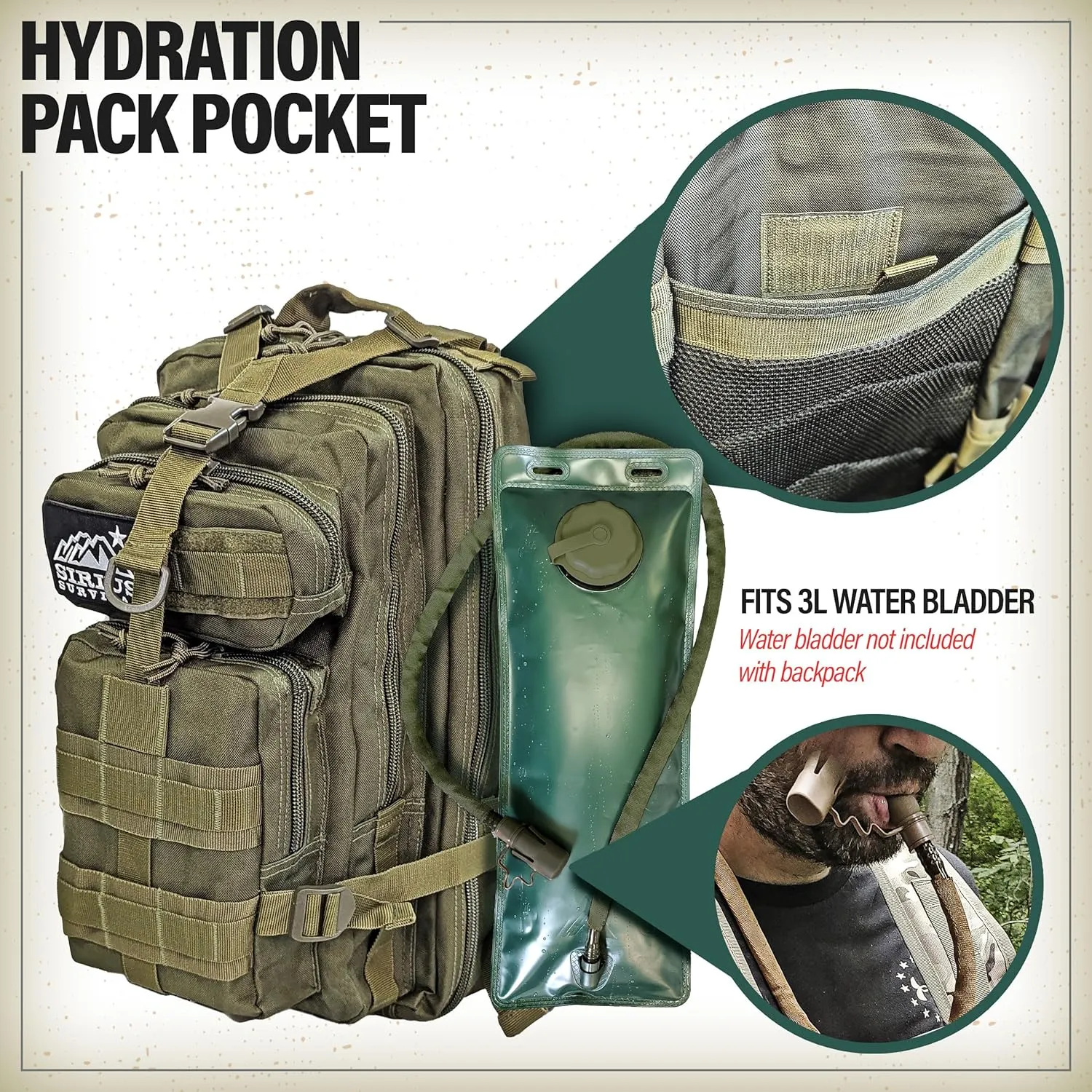 Sirius Tactical Backpack - 30L Capacity - Heavy Duty 900D Polyester - Hunting, Hiking or Camping Backpack – Military Backpack (Digital Camo)