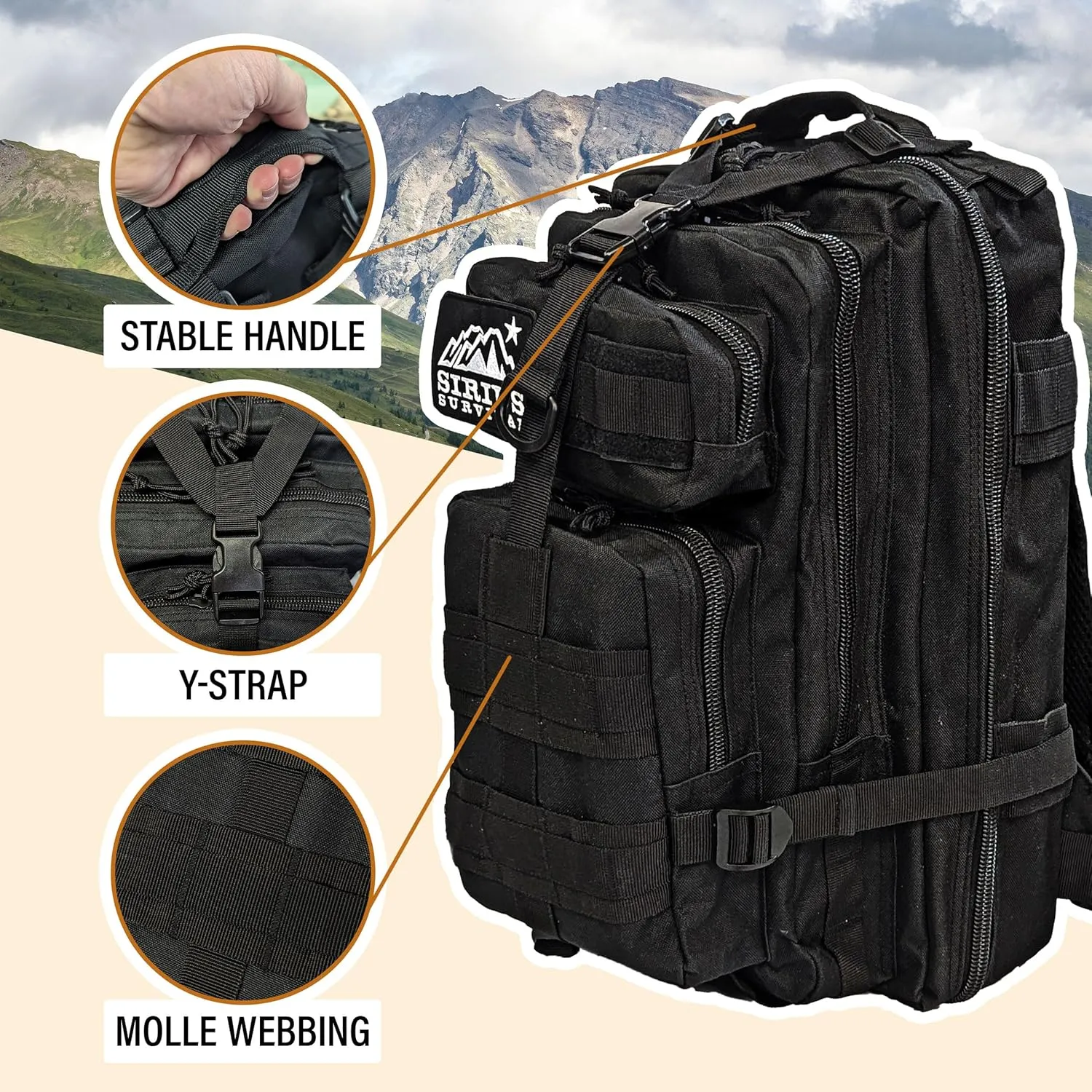 Sirius Tactical Backpack - 30L Capacity - Heavy Duty 900D Polyester - Hunting, Hiking or Camping Backpack – Military Backpack (Digital Camo)