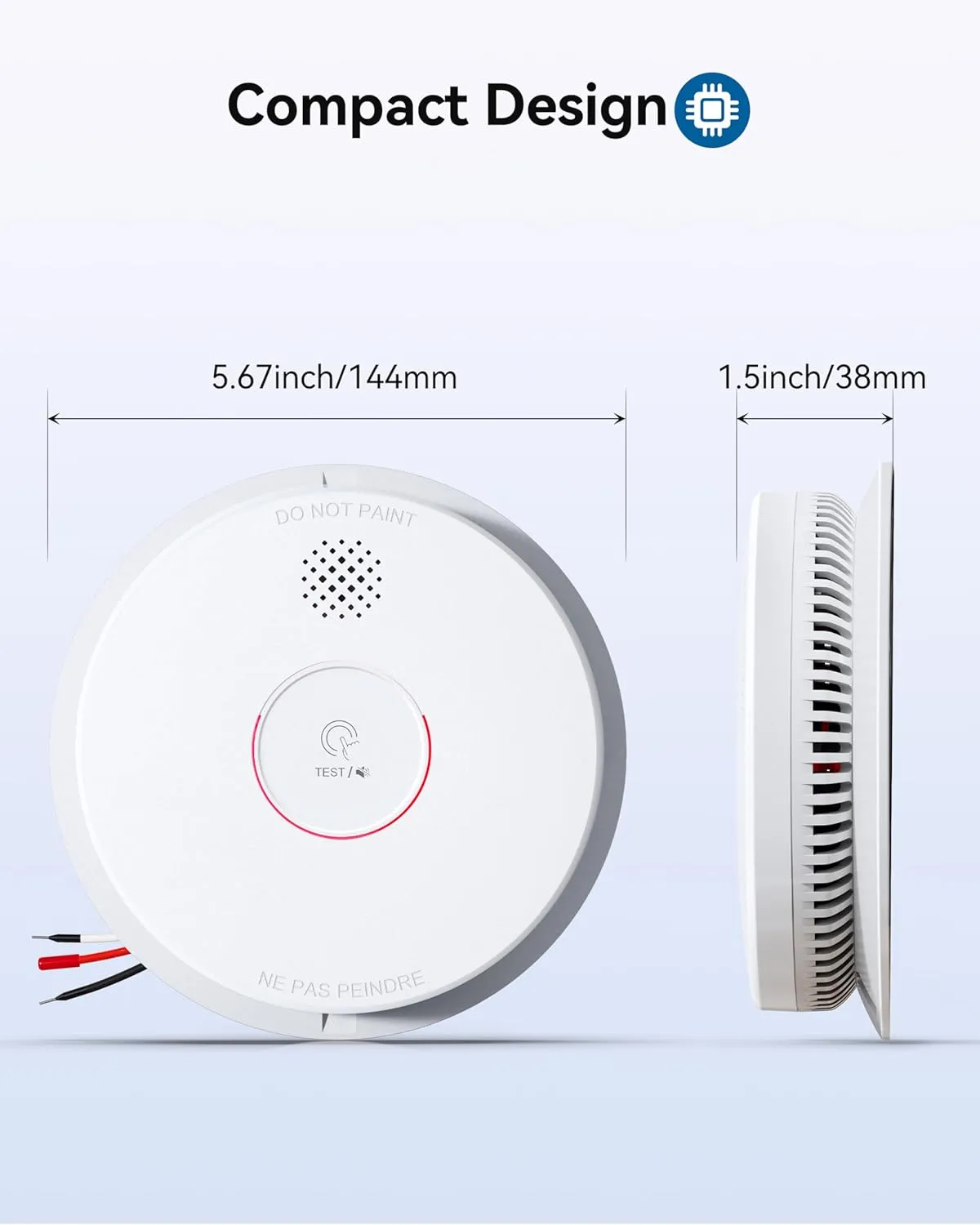 SITERWELL Smoke Detector, Hardwired Interconnected Smoke Detector, Photoelectric Smoke Alarm with 9V Backup Battery, Fire Alarm with Test/Silence Button, ETL-9th Listed, GS562A, 2 Packs