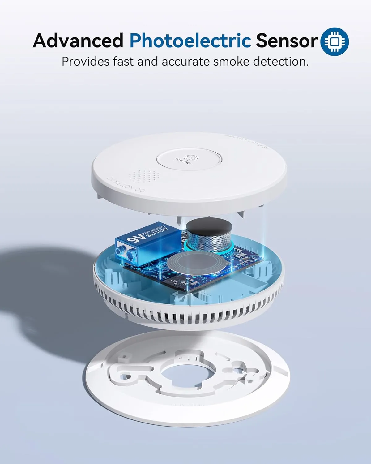 SITERWELL Smoke Detector, Hardwired Interconnected Smoke Detector, Photoelectric Smoke Alarm with 9V Backup Battery, Fire Alarm with Test/Silence Button, ETL-9th Listed, GS562A, 2 Packs