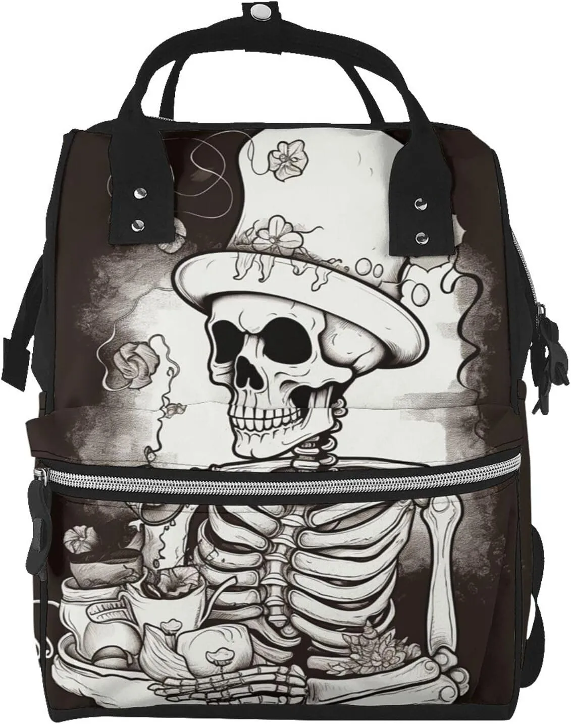 Skeleton Chef Diaper Bag Essentials Travel Tote Nappy Backpack Large Capacity Mummy Backpack Multifunction Waterproof Teacher Nurse Bag 15.7 inch Work laptop Bags