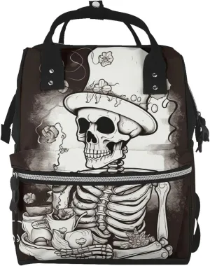 Skeleton Chef Diaper Bag Essentials Travel Tote Nappy Backpack Large Capacity Mummy Backpack Multifunction Waterproof Teacher Nurse Bag 15.7 inch Work laptop Bags