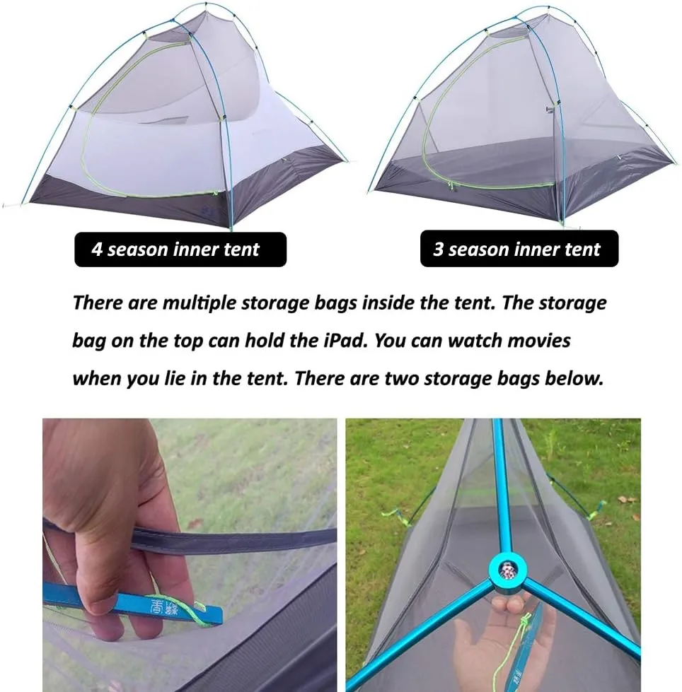 Skylarks 2personst,20D Doubleside Silicone.Windproof 、Rainproof and Ultralight Tent