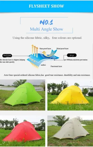 Skylarks 2personst,20D Doubleside Silicone.Windproof 、Rainproof and Ultralight Tent