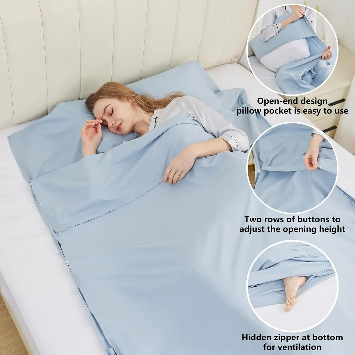 Sleeping Bag Liner Camping Adult Sleep Sack Lightweight Travel Sheet for Hotel Bed Compact Ultralight Essential Cleaning Supplies Kit Travel Bedding Set for Backpacking