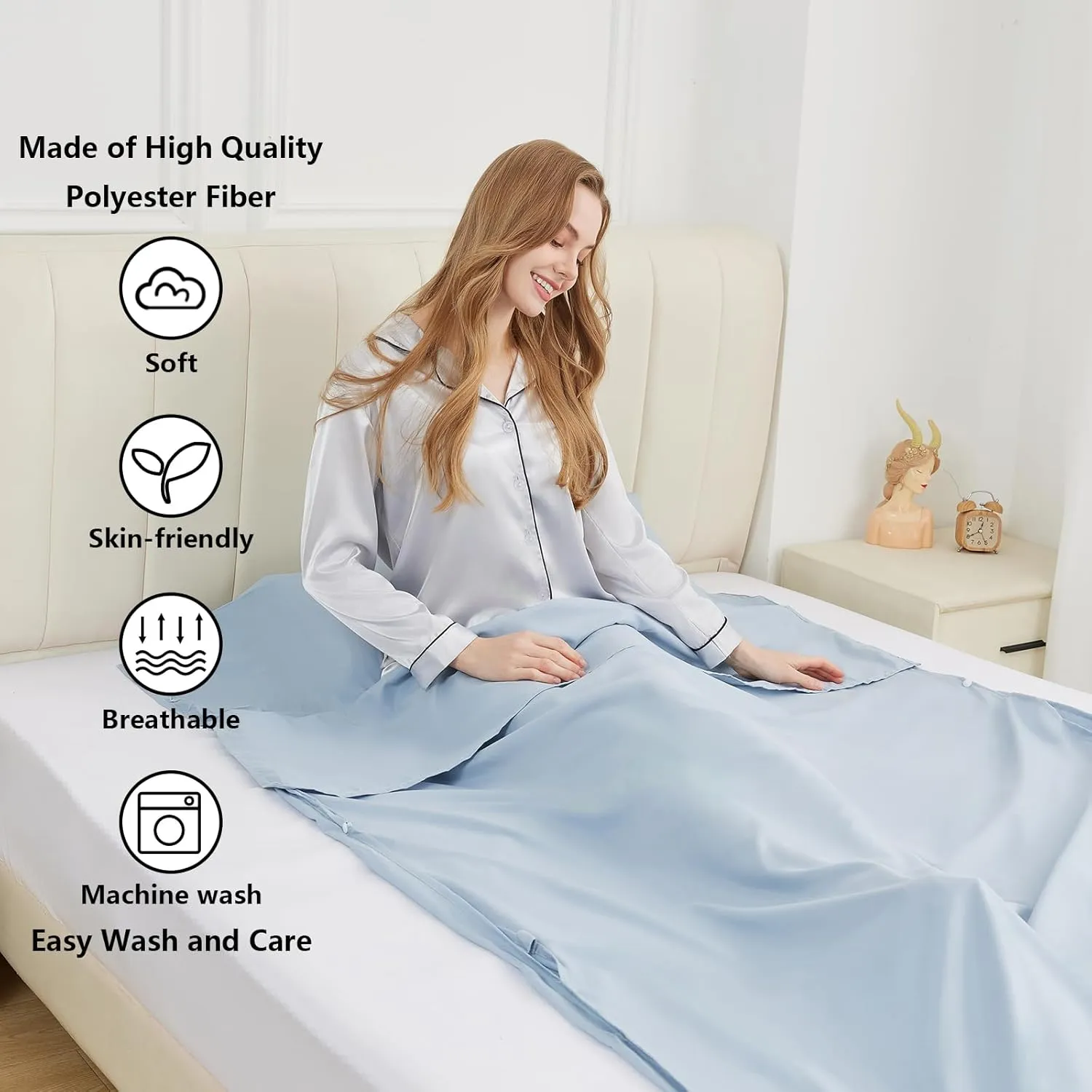 Sleeping Bag Liner Camping Adult Sleep Sack Lightweight Travel Sheet for Hotel Bed Compact Ultralight Essential Cleaning Supplies Kit Travel Bedding Set for Backpacking