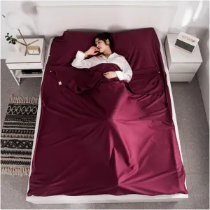 Sleeping Bag Liners Four Seasons Sleeping Bag Liner/Wine Red, Ultralight and Compact Adult Sleeping Bag, for Outdoor Camping Travel Hotel Sheets, 4 Sizes (Color : Wine red, Size : 160x210cm)