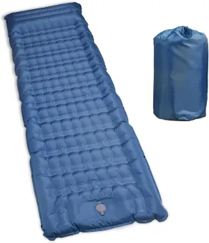 Sleeping Pad Airbed Air Mattress Camping Inflatable Sleeping Pad Ultralight 5 inch thick self-inflating camping mat Built-in foot pump Camping Hiking Tent Lightweight Sleeping Pad (purplish blue)