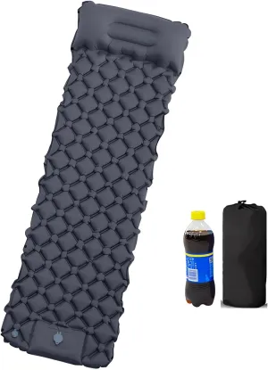 Sleeping Pad Camping Self Inflating Inflatable Air Mattress with Foot Press Pump & Integrated Pillow Ultralight Sleeping Pad Waterproof Outdoor Sleeping Mat