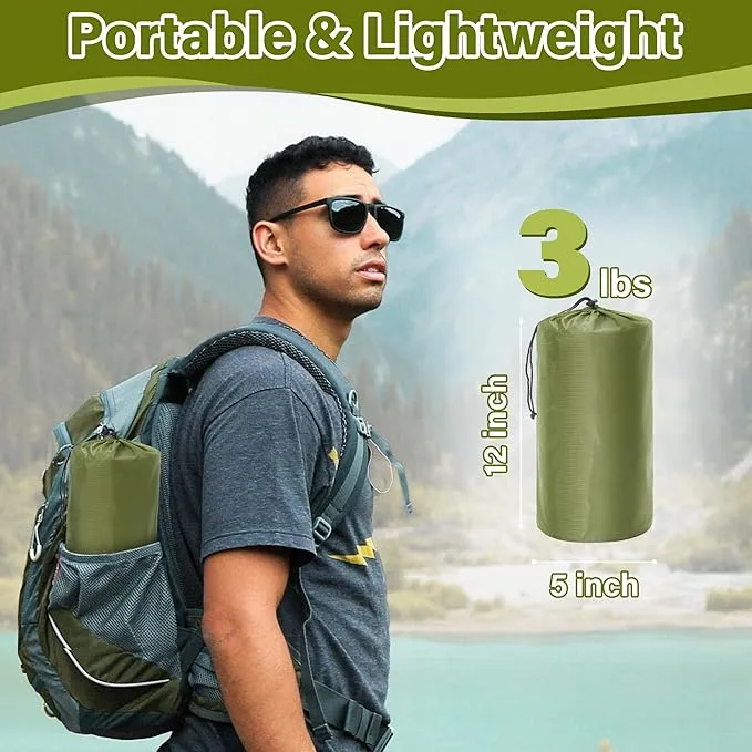 Sleeping Pad for Camping 2 Person, Backpacking Self Inflating Sleeping Pad Double 2 People Ultra Lightweight, Air Inflatable Foldable Camp Hiking Sleep Mat for Outdoor Tent 4 inch Thick, 78 x 55 inch