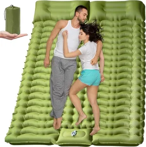 Sleeping Pad for Camping 2 Person, Backpacking Self Inflating Sleeping Pad Double 2 People Ultra Lightweight, Air Inflatable Foldable Camp Hiking Sleep Mat for Outdoor Tent 4 inch Thick, 78 x 55 inch