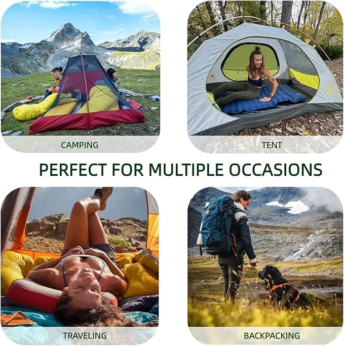 Sleeping Pad for Camping - Inflatable Camping Mat, Ultralight Air Mattress,Built-in Foot Pump Backpacking Sleeping Pad,Compact Sleeping Mats for Camping、Hiking、Traveling (Forest Green)