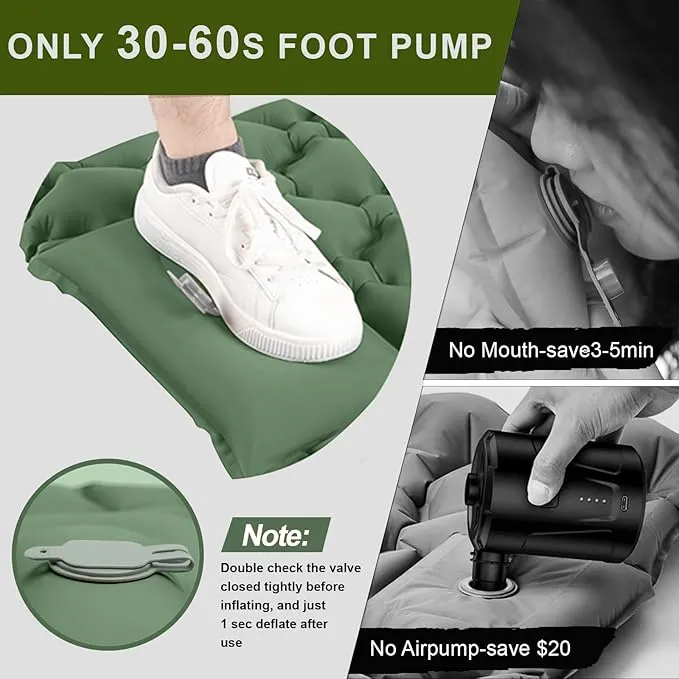 Sleeping Pad for Camping - Inflatable Camping Mat, Ultralight Air Mattress,Built-in Foot Pump Backpacking Sleeping Pad,Compact Sleeping Mats for Camping、Hiking、Traveling (Forest Green)