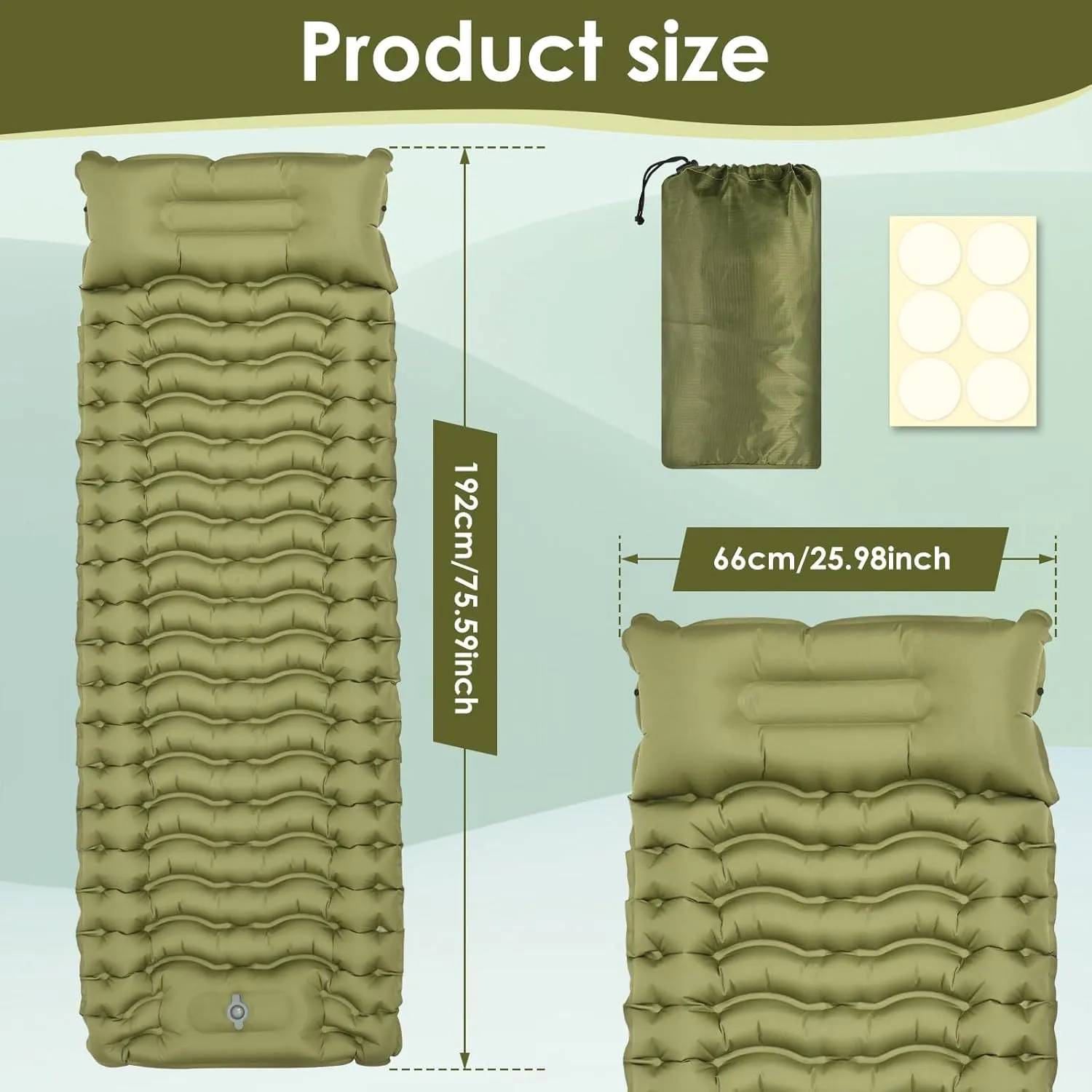 Sleeping Pad for Camping - Self Inflating Single/Double Sleeping Pad with Pillows & Built-in Foot Pump, Portable Ultralight Tent Mattress for Hiking Essentials Gear (Single Sleeping Pad 26''x75'')