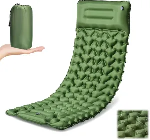 Sleeping Pad for Camping - Ultralight (1.9lbs) Inflatable Camping Mattress with Built-in Pillow & Foot Pump, 4" Thick Compact Air Pad for Backpacking, Hiking, Traveling, One-Second Deflation